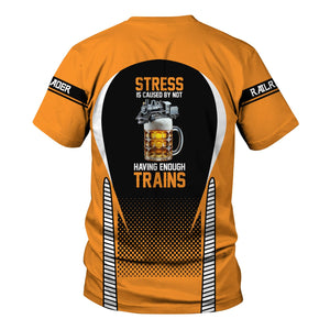 Railspirit Personalized Genesee & Wyoming Inc. Railroad T Shirt Stress Is Caused By Not Having Enough Trains Shirt All Over Print