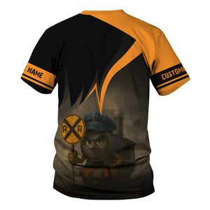 Railspirit Personalized Genesee & Wyoming Inc. Railroad T-Shirt Angry Train Shirt Gift Idea For Train Lover