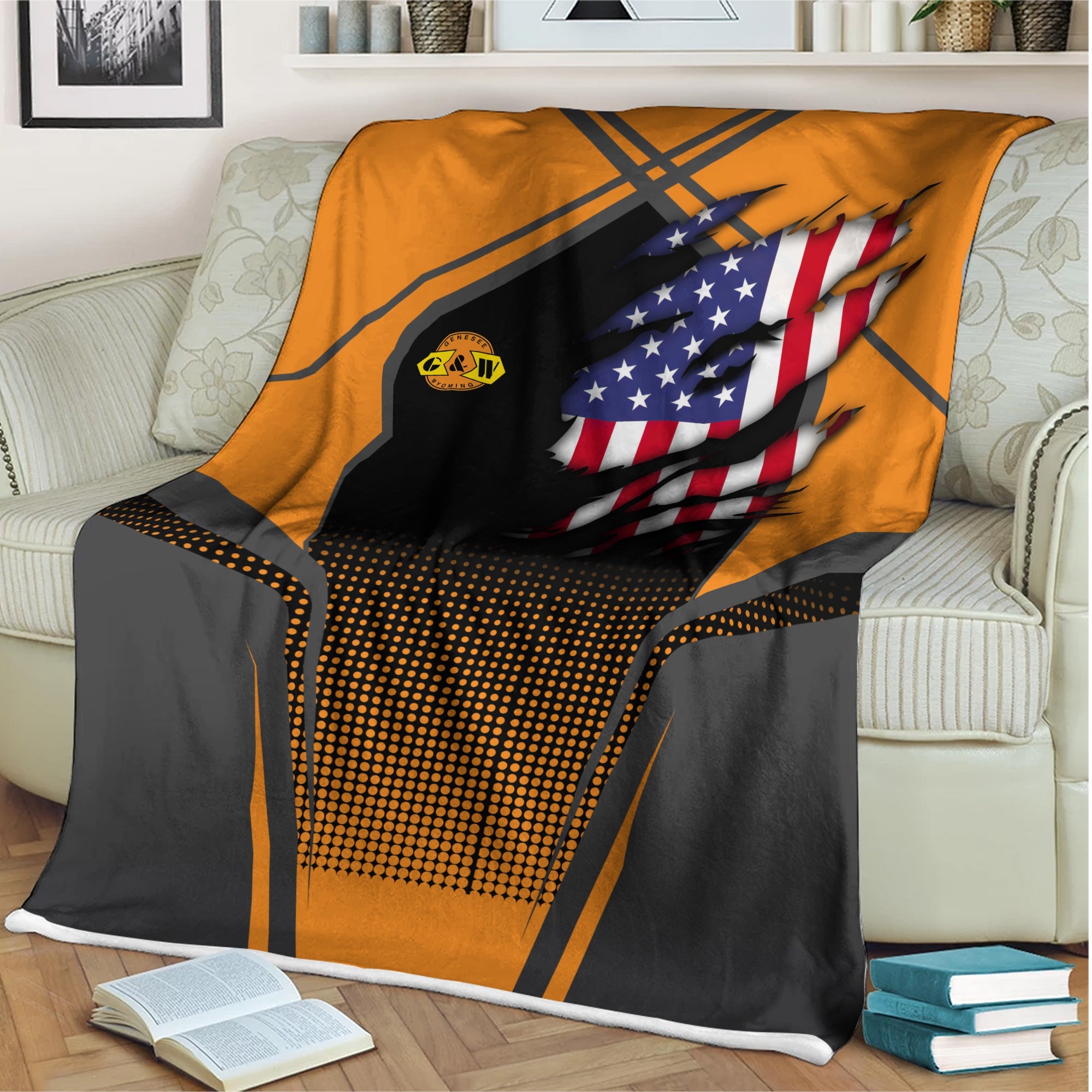 Railspirit Personalized Genesee & Wyoming Inc. Railroad Blanket American Vintage All Over Printed Blanket