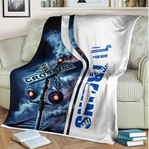 Railspirit Personalized Conrail Railroad Blanket Railroad Crossing Sign Blanket All Over Print