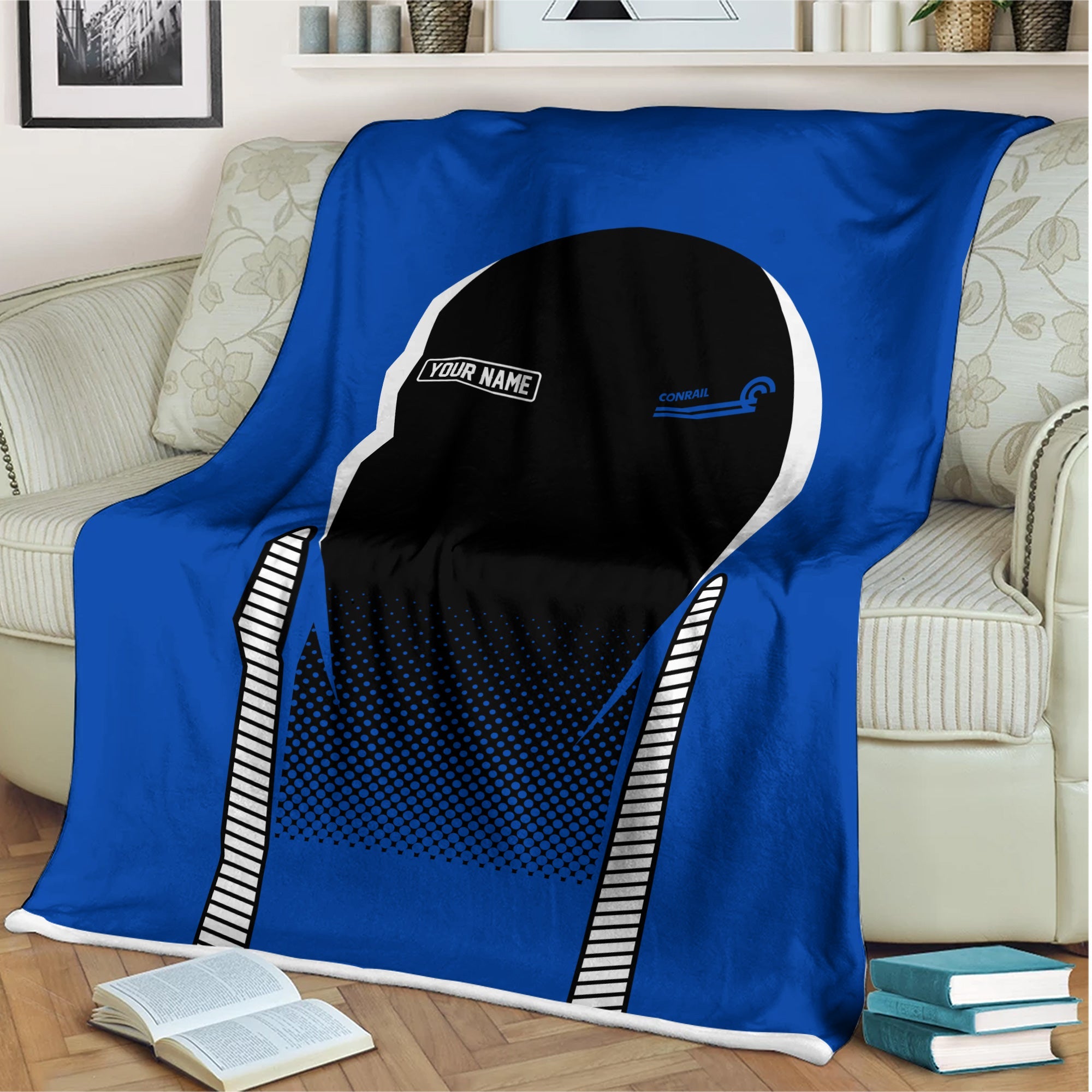 Railspirit Personalized Conrail Railroad Blanket Train Blanket Gift Idea For Train Lover