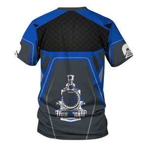 Railspirit Personalized Conrail Railroad T-Shirt Steam Locomotive Engine Graphic Train Shirt All Over Print