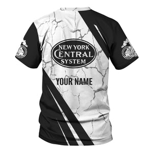 Railspirit Personalized New York Central Railroad T-Shirt Crackle Texture Style Shirt For Trackhead