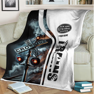 Railspirit Personalized New York Central Railroad Blanket Railroad Crossing Sign Blanket All Over Print