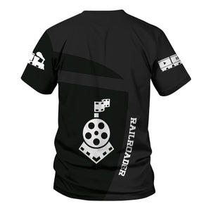 Railspirit Personalized New York Central Railroad T-Shirt All Aboard Steam Train Movie Projector Style Shirt