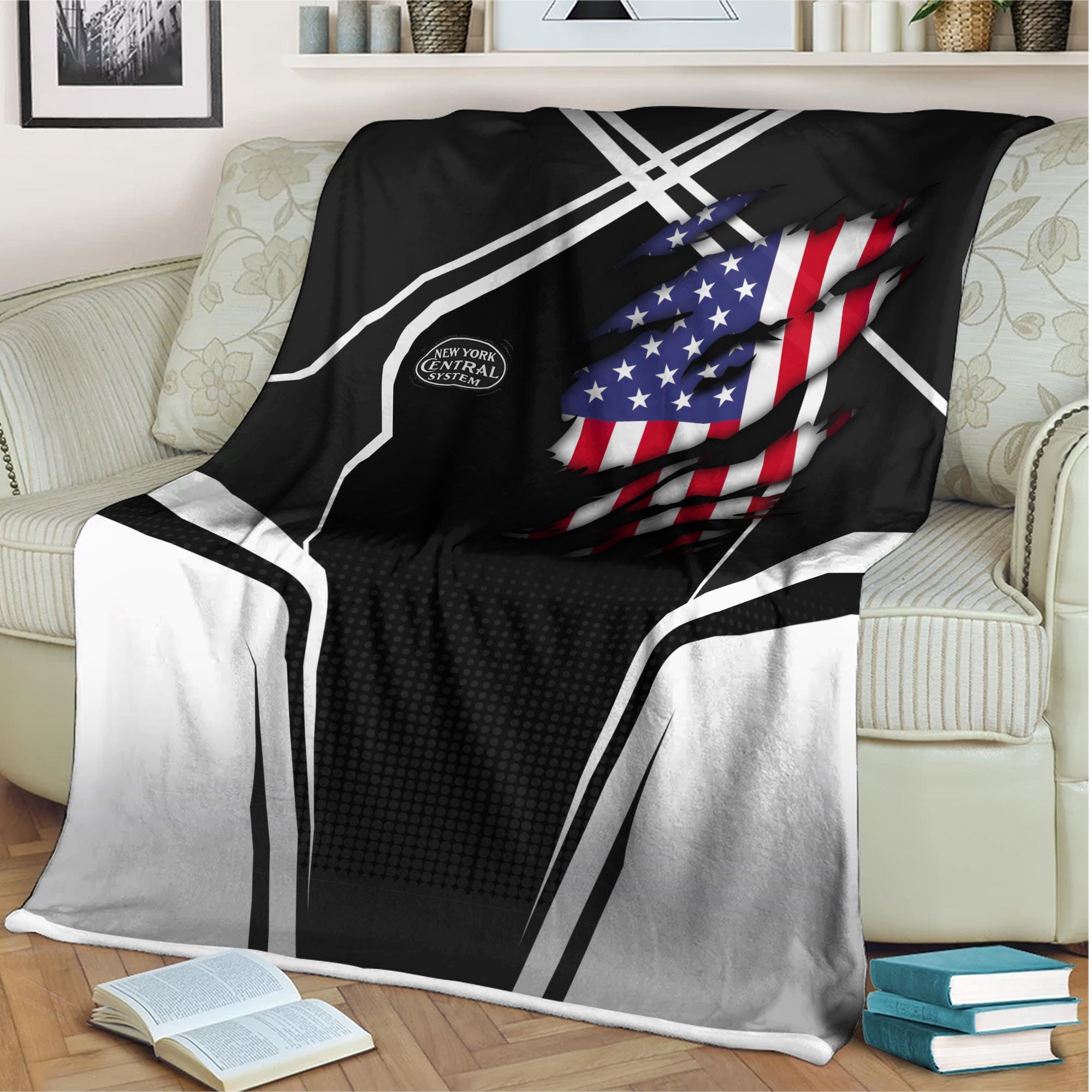 Railspirit Personalized New York Central Railroad Blanket American Vintage All Over Printed Blanket