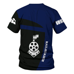 Railspirit Personalized Baltimore and Ohio Railroad T-Shirt All Aboard Steam Train Movie Projector Style B&O Shirt
