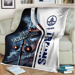 Railspirit Personalized Baltimore and Ohio Railroad Blanket Railroad Crossing Sign B&O Blanket All Over Print