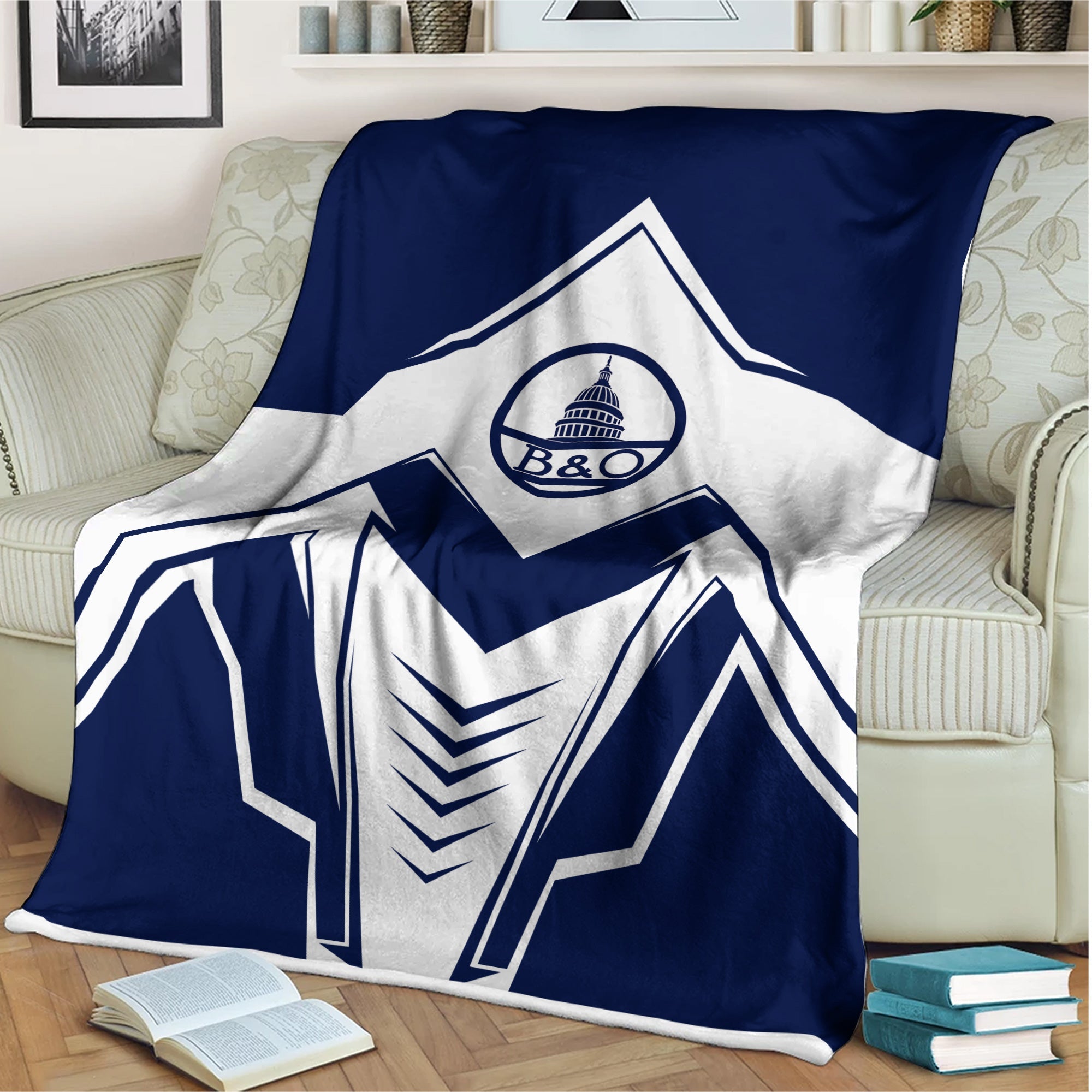 Railspirit Baltimore and Ohio Railroad Blanket Railway Trainspotter Style B&O Blanket Gift Idea For Foamers