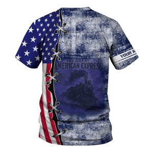 Railspirit Personalized Baltimore and Ohio Railroad T-Shirt Retro American Express Train With USA Flag B&O Shirt
