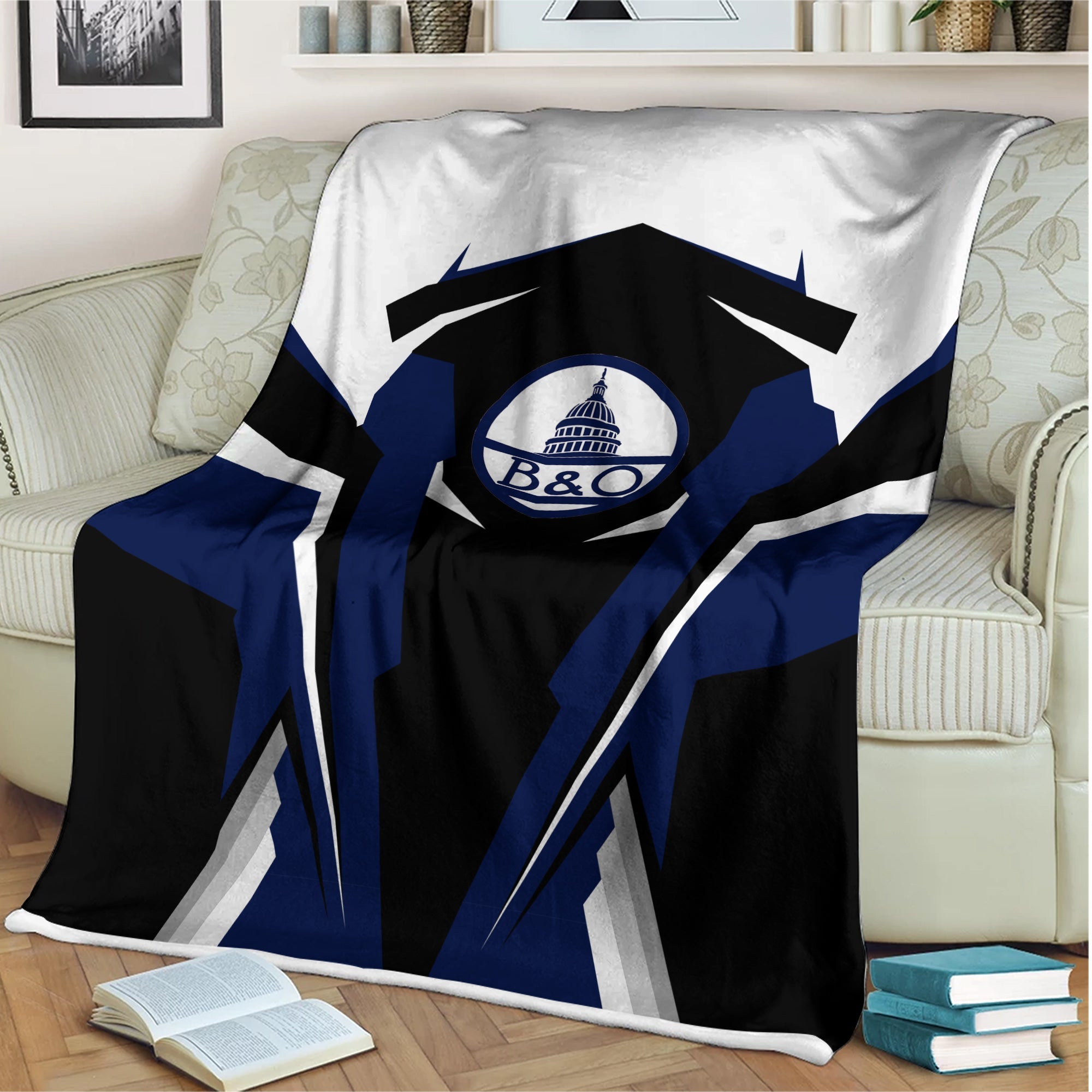 Railspirit Personalized Baltimore and Ohio Railroad Blanket B&O Strong Line Train Blanket Gift Idea For Train Lover