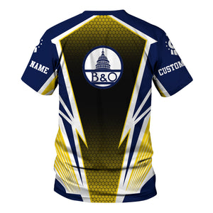 Railspirit Personalized Baltimore and Ohio Railroad T-Shirt Lightning Graphic Style B&O Shirt Gift Idea For Train Lover