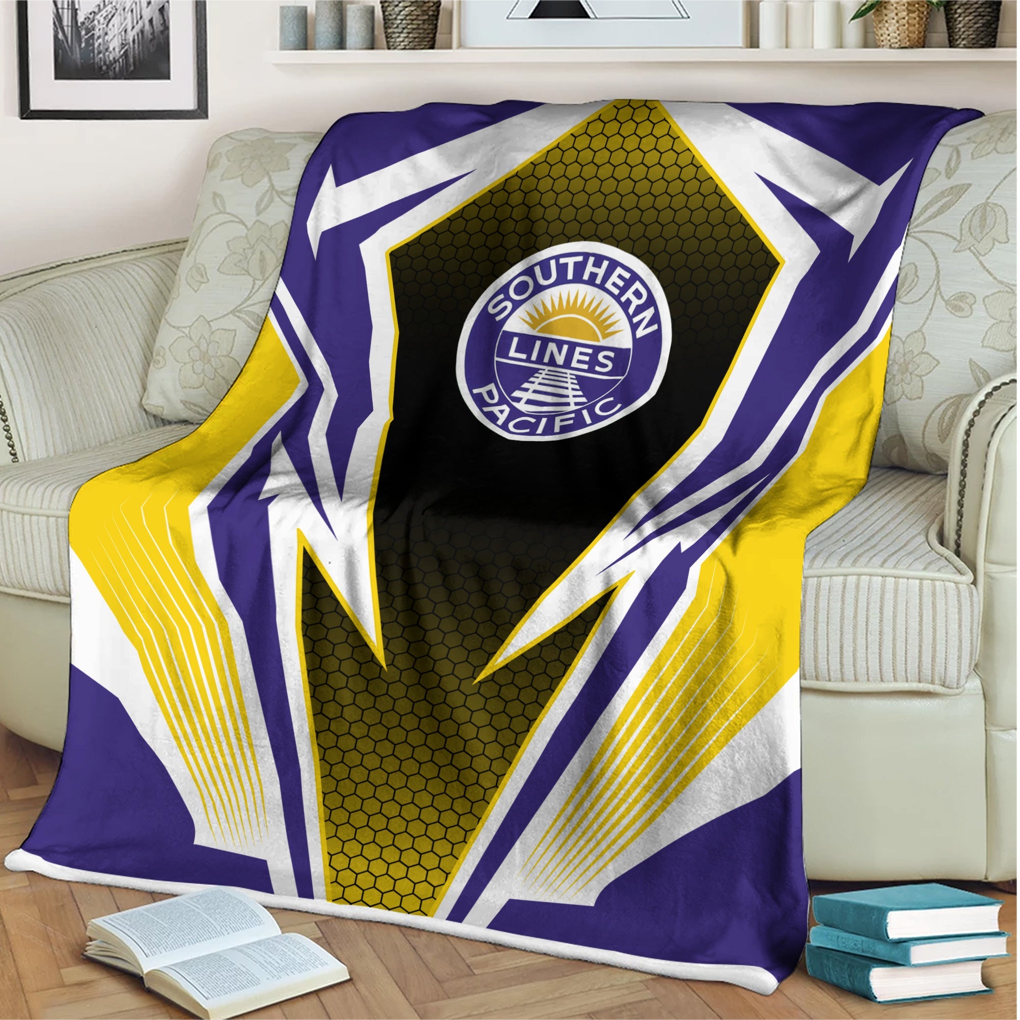 Railspirit Southern Pacific Railroad Blanket Lightning Graphic Style Blanket Gift Idea For Train Lover