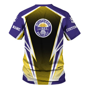 Railspirit Personalized Southern Pacific Railroad T-Shirt Lightning Graphic Style Shirt Gift Idea For Train Lover