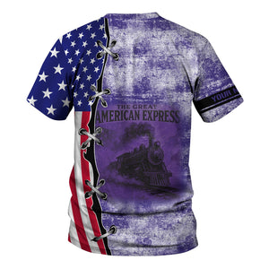 Railspirit Personalized Southern Pacific Railroad T-Shirt Retro American Express Train With USA Flag Shirt