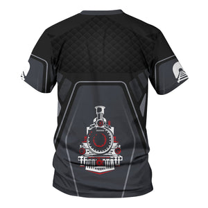 Railspirit Personalized Northern Pacific Railway T-Shirt Steam Locomotive Engine Graphic Train Shirt All Over Print