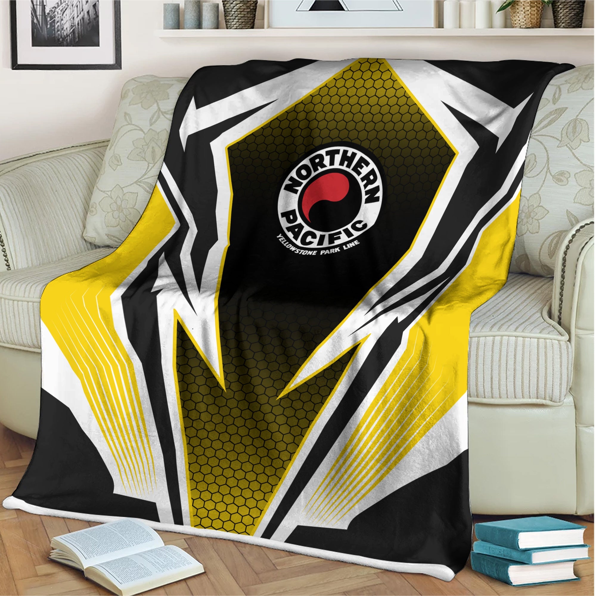 Railspirit Northern Pacific Railway Blanket Lightning Graphic Style Blanket Gift Idea For Train Lover