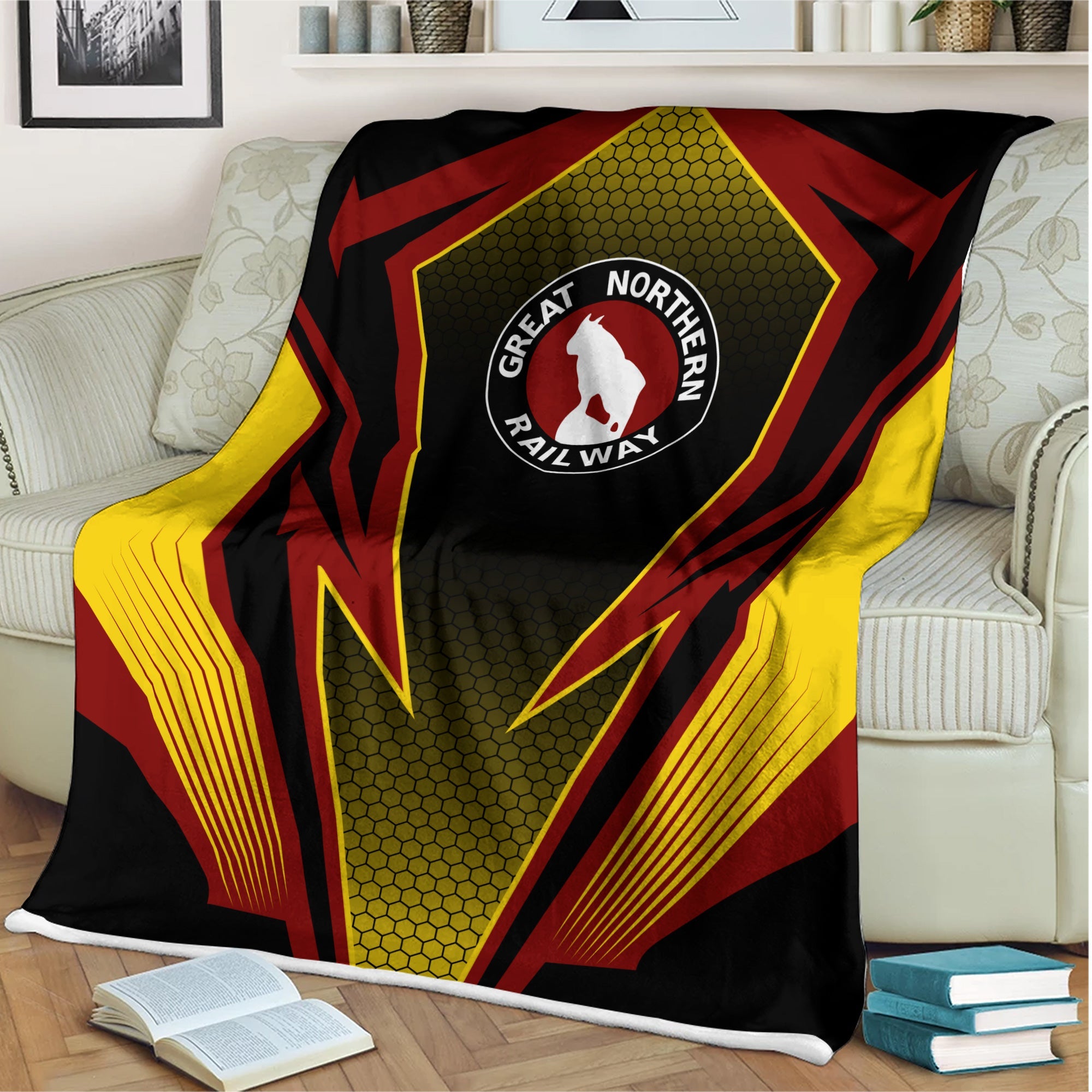 Railspirit Great Northern Railway Blanket Lightning Graphic Style GNR Blanket Gift Idea For Train Lover