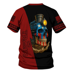 Railspirit Personalized Great Northern Railway T-Shirt Train Skull American Flag GNR Shirt All Over Print