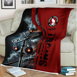 Railspirit Personalized Great Northern Railway Blanket Railroad Crossing Sign GNR Blanket All Over Print