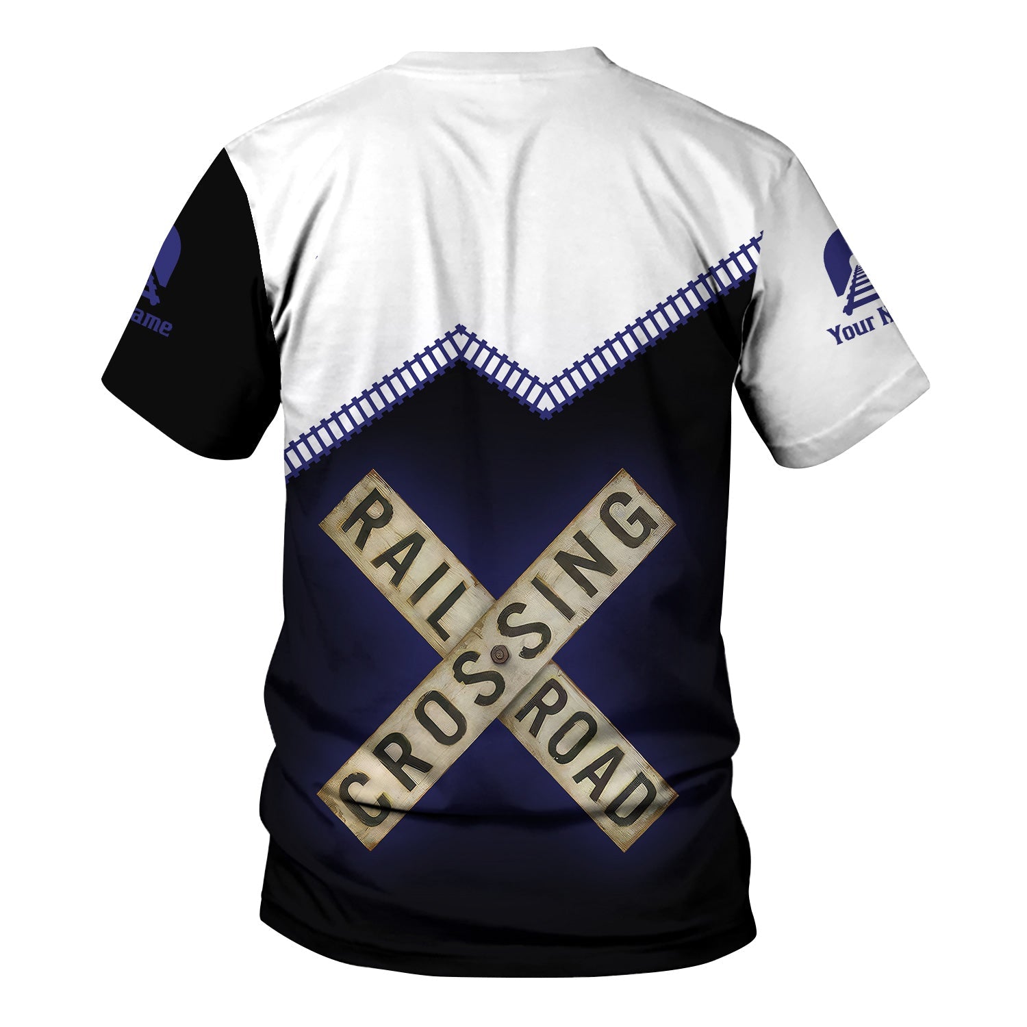 Railspirit Personalized Chicago, Burlington and Quincy Railroad T Shirt Railroad Crossing Printed Train Track Shirt