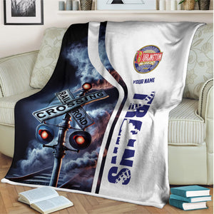 Railspirit Personalized Chicago, Burlington and Quincy Railroad Blanket Railroad Crossing Sign Blanket All Over Print