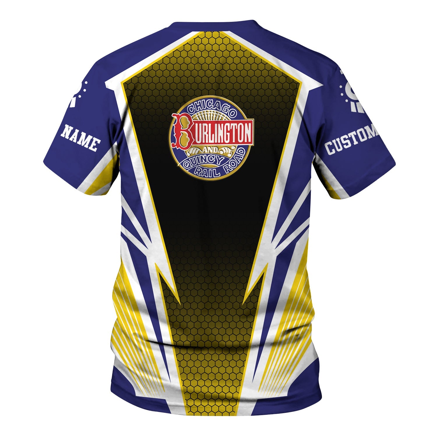 Railspirit Personalized Chicago, Burlington and Quincy Railroad T-Shirt Lightning Graphic Style Shirt Gift Idea For Train Lover