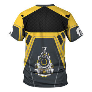 Railspirit Personalized Erie Railroad T-Shirt Steam Locomotive Engine Graphic Train Shirt All Over Print