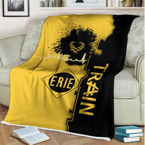 Railspirit Erie Railroad Blanket Engine Heartbeat and Track Love Style Blanket Gift Idea For Train Lovers