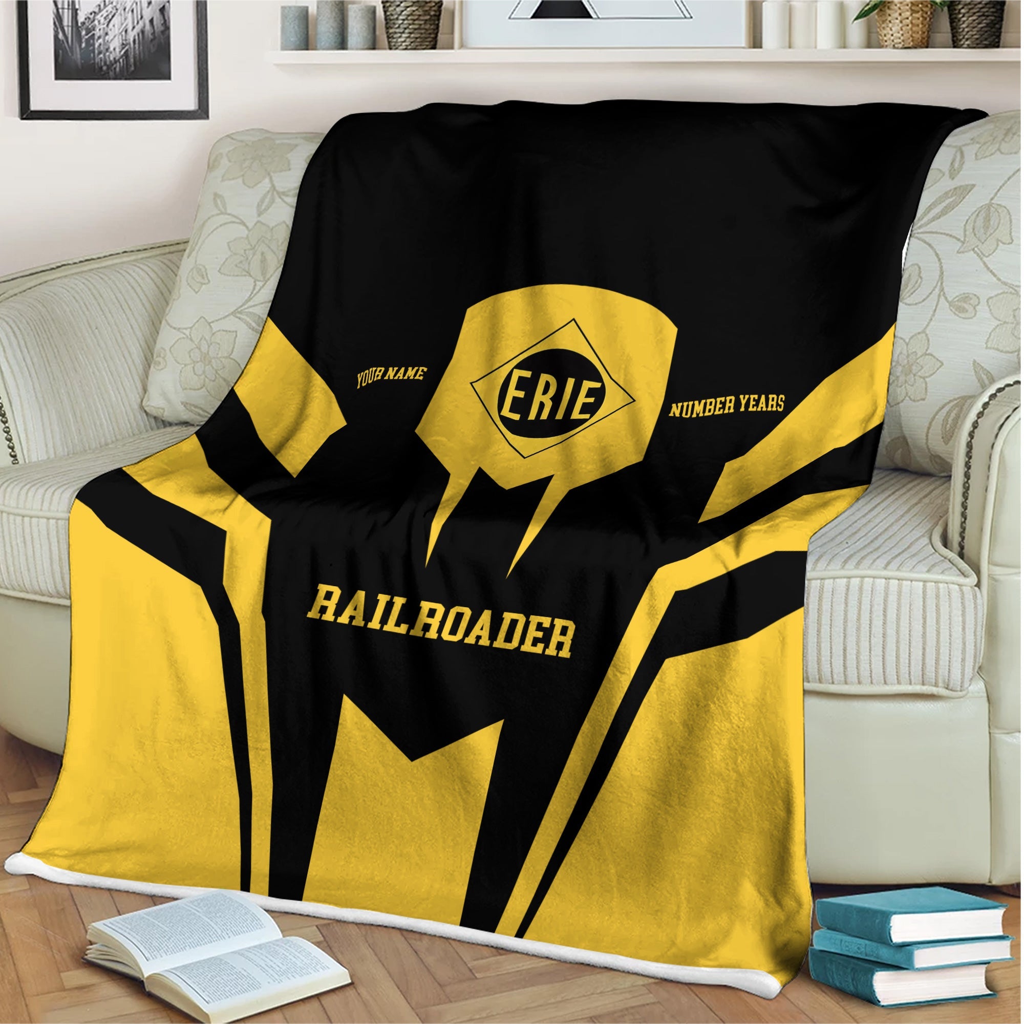 Railspirit Personalized Erie Railroad Blanket Custom Year Railroader Gift Idea For Train Lover