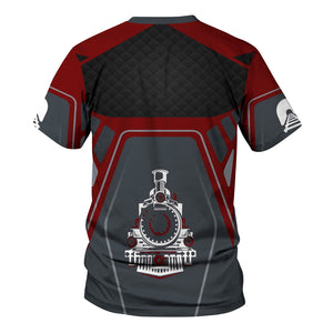 Railspirit Personalized Delaware, Lackawanna and Western Railroad T-Shirt Steam Locomotive Engine Graphic DL&W Train Shirt All Over Print