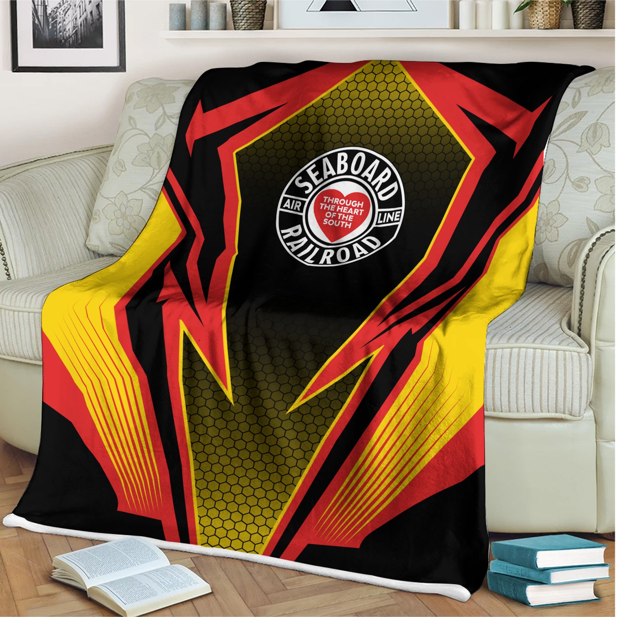 Railspirit Seaboard Air Line Railroad Blanket Lightning Graphic Style Blanket Gift Idea For Train Lover