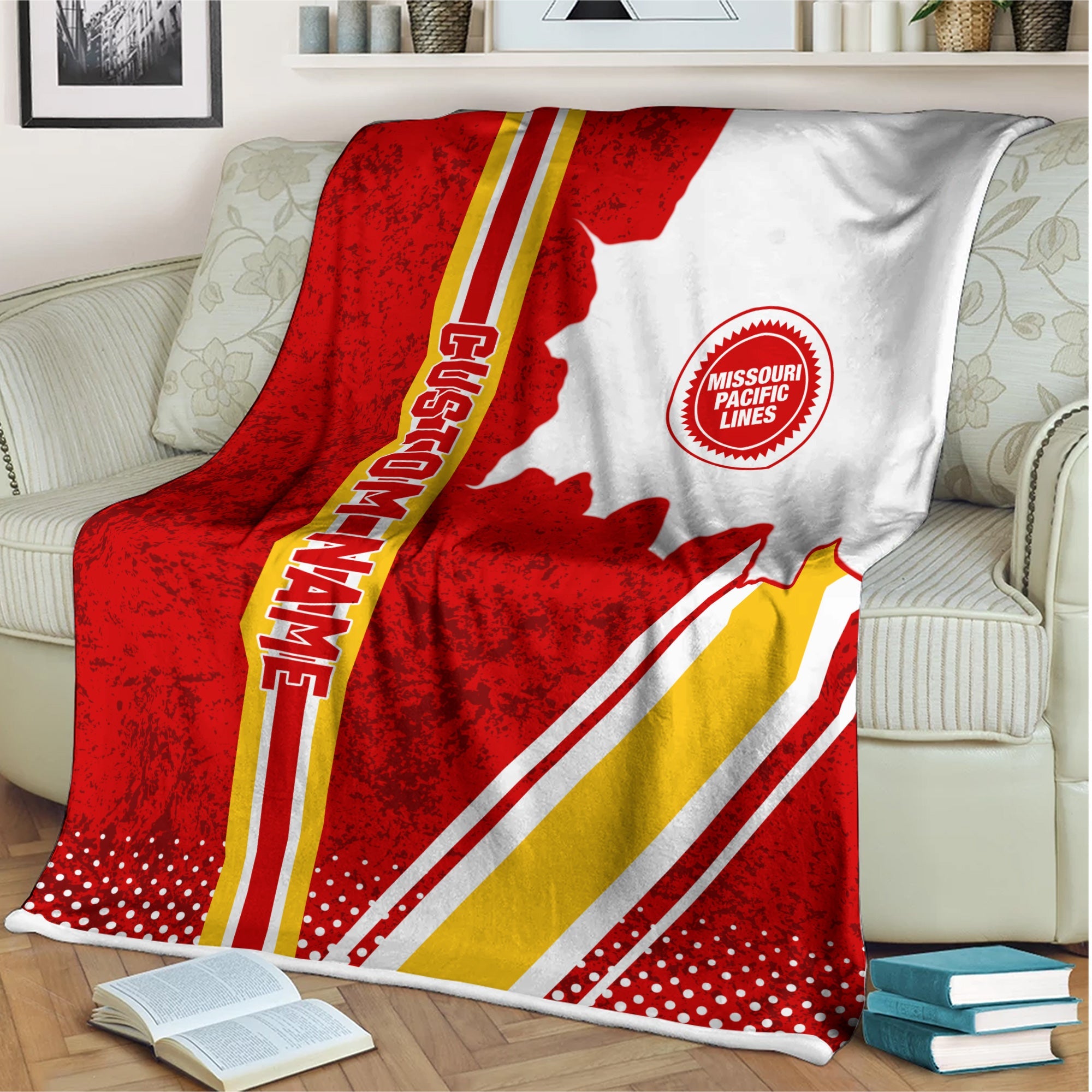 Railspirit Personalized Missouri Pacific Railroad Blanket Vintage All Over Printed Blanket