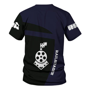 Railspirit Personalized Chessie System Railroad T-Shirt All Aboard Steam Train Movie Projector Style Shirt