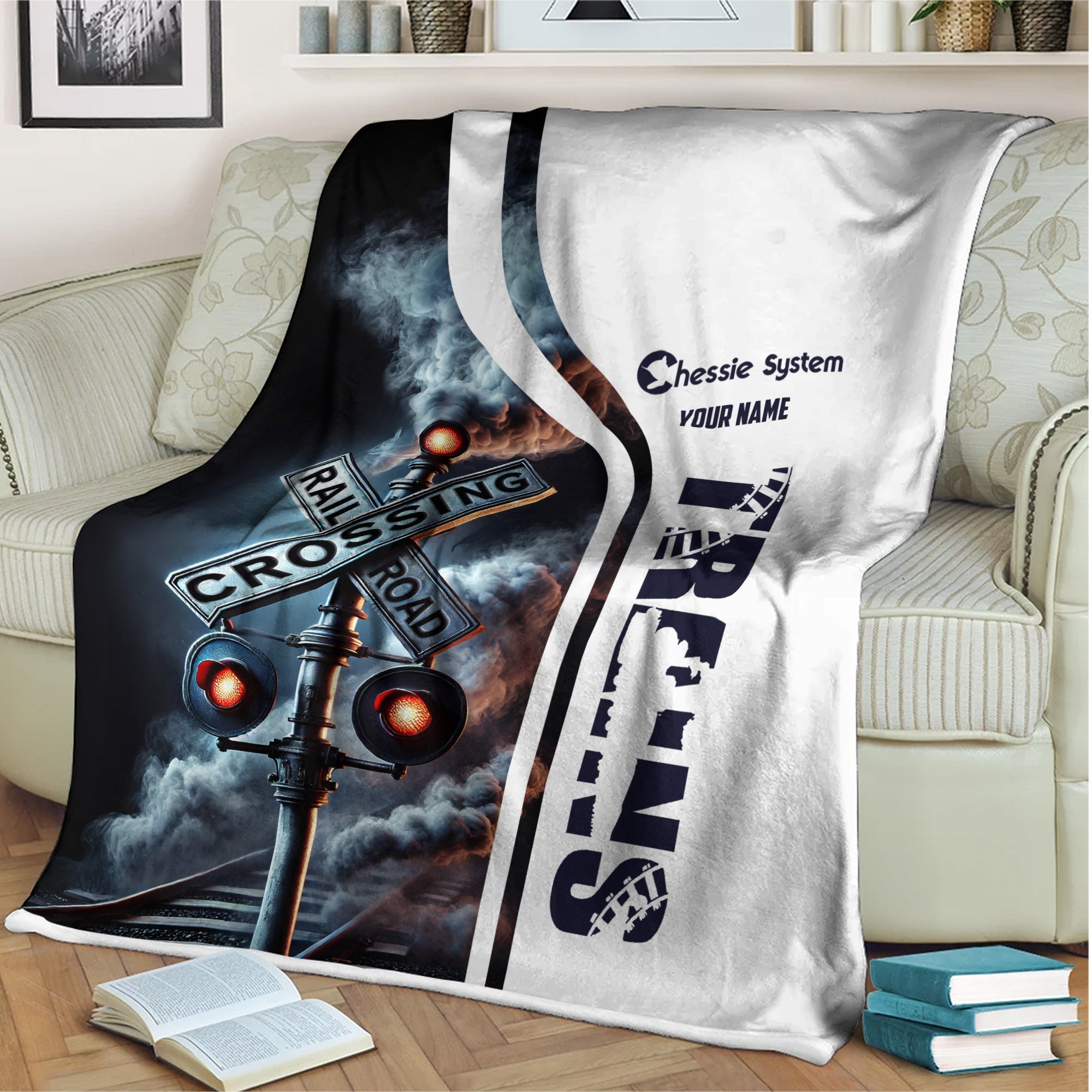 Railspirit Personalized Chessie System Railroad Blanket Railroad Crossing Sign Blanket All Over Print