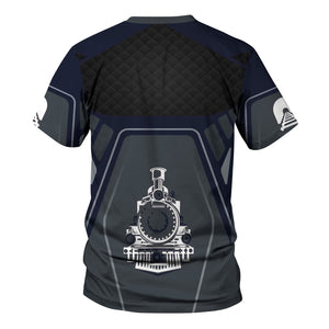 Railspirit Personalized Chessie System Railroad T-Shirt Steam Locomotive Engine Graphic Train Shirt All Over Print