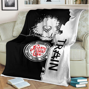 Railspirit Atlantic Coast Line Railroad Blanket Engine Heartbeat and Track Love Style Blanket Gift Idea For Train Lovers