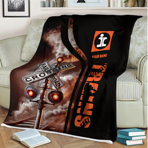 Railspirit Personalized Illinois Central Railroad Blanket Railroad Crossing Sign Blanket All Over Print