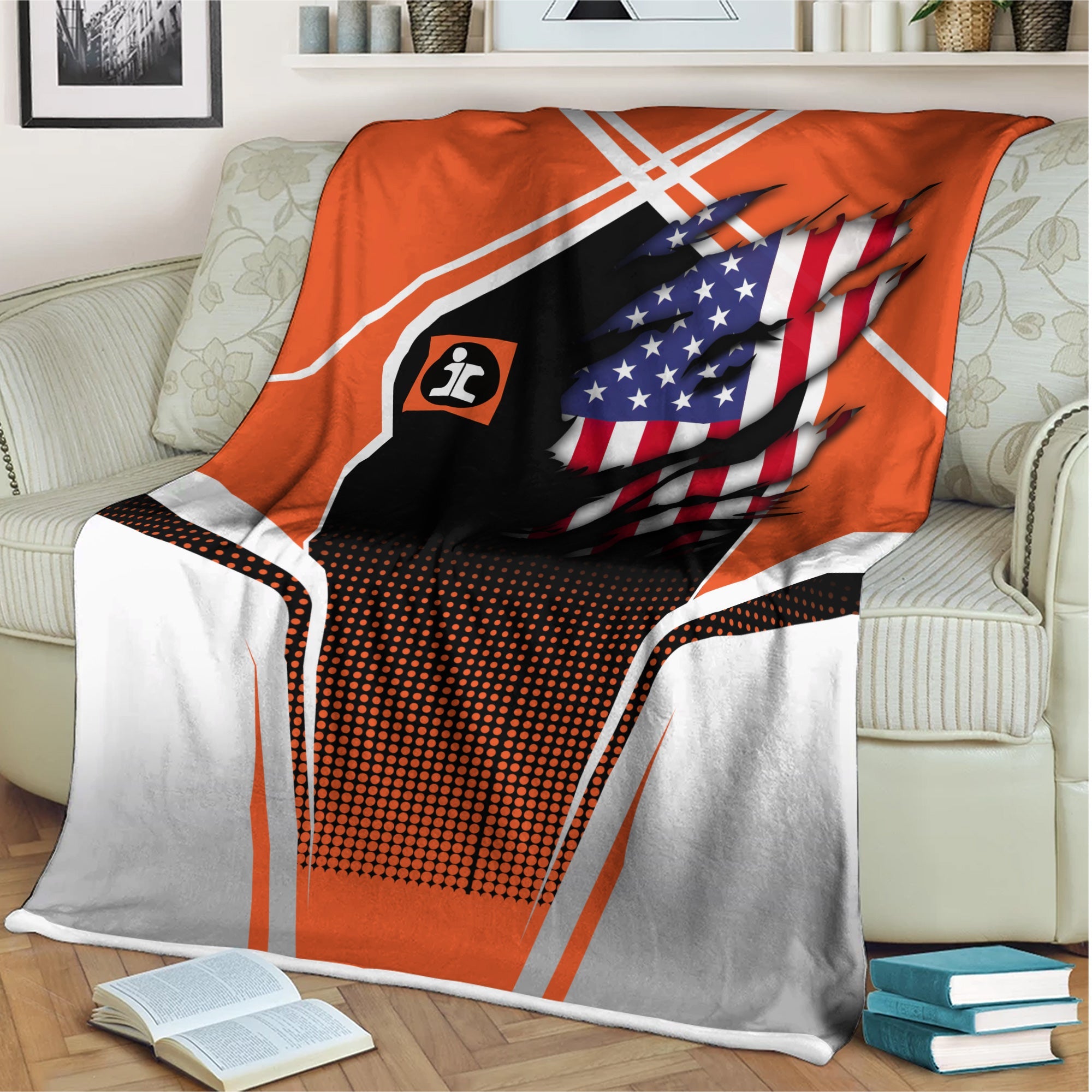 Railspirit Personalized Illinois Central Railroad Blanket American Vintage All Over Printed Blanket