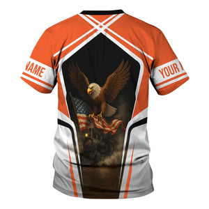 Railspirit Personalized Illinois Central Railroad T Shirt American Eagle Vintage Train Shirt