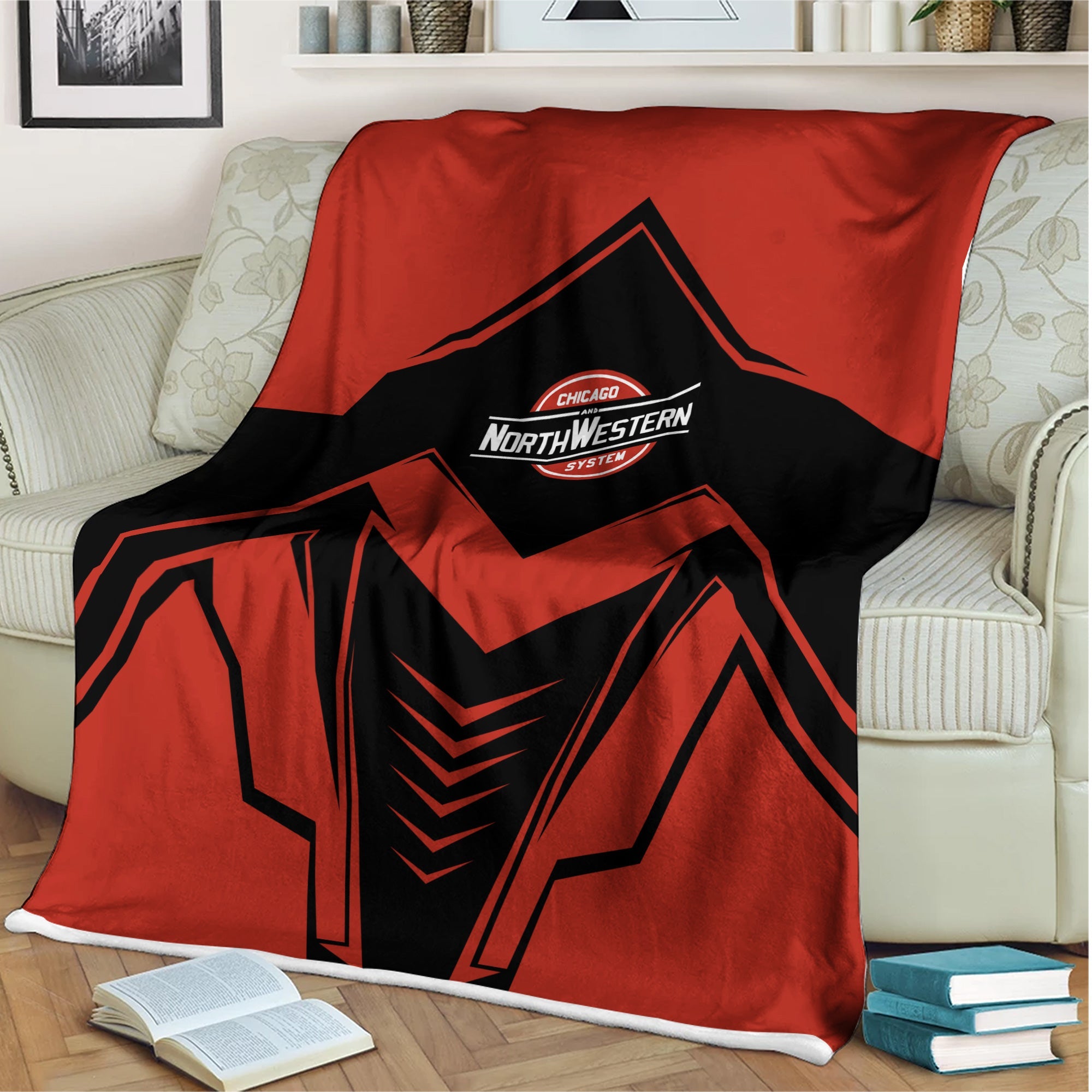 Railspirit Chicago and North Western Railway Blanket Railway Trainspotter Style Blanket Gift Idea For Foamers