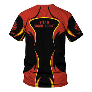 Railspirit Personalized Chicago and North Western Railway T-Shirt Distinctive Flame Style Shirt For Steam Engine Addict