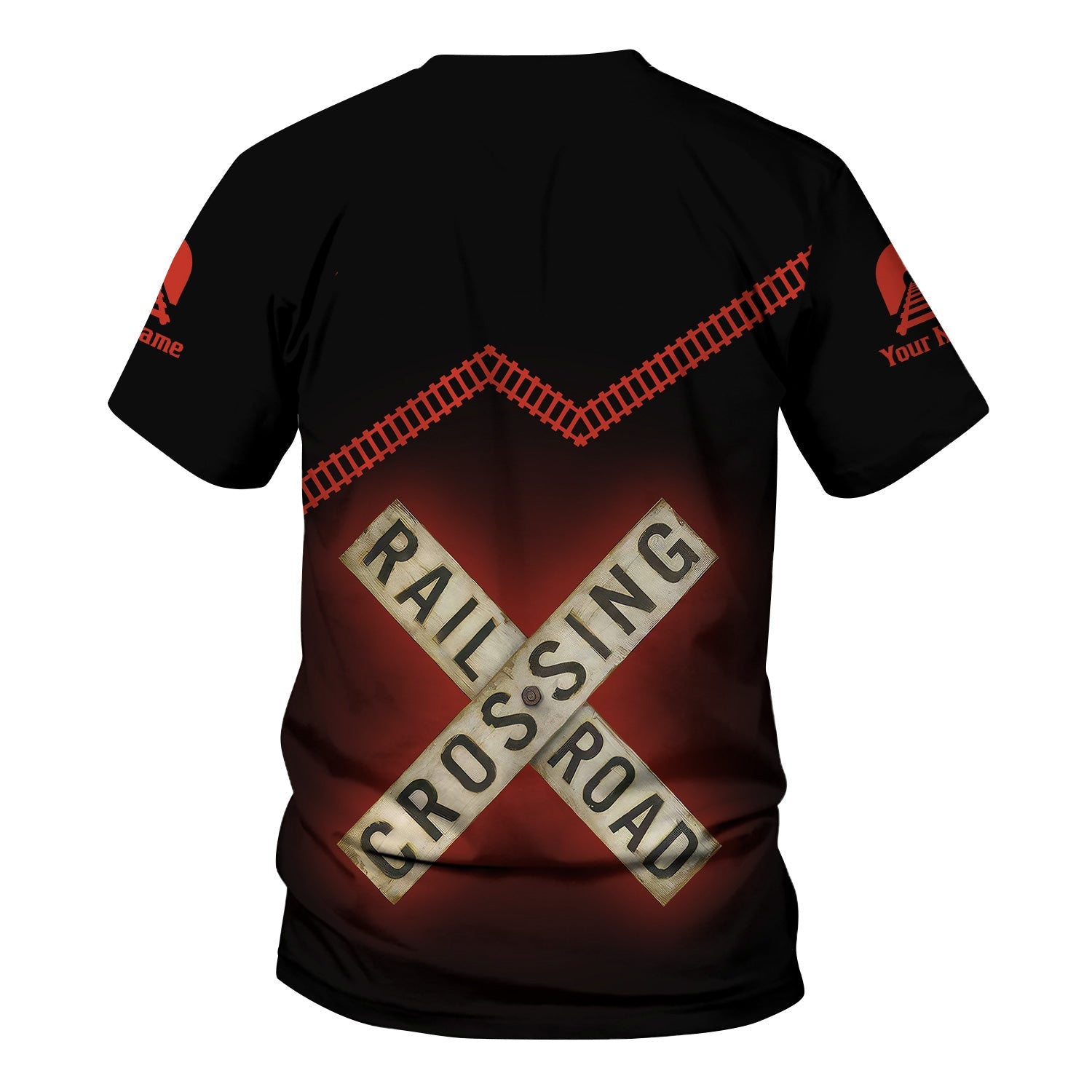 Railspirit Personalized Chicago and North Western Railway T Shirt Railroad Crossing Printed Train Track Shirt