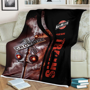 Railspirit Personalized Chicago and North Western Railway Blanket Railroad Crossing Sign Blanket All Over Print