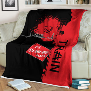 Railspirit Chicago, Milwaukee, St. Paul and Pacific Railroad Blanket Engine Heartbeat and Track Love Style Milwaukee Road Blanket