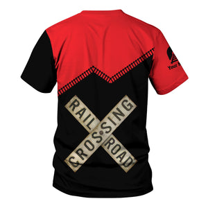 Railspirit Personalized Chicago, Milwaukee, St. Paul and Pacific Railroad T Shirt Railroad Crossing Printed Train Track Shirt