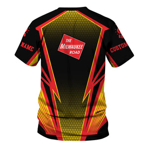 Railspirit Personalized Chicago, Milwaukee, St. Paul and Pacific Railroad T-Shirt Lightning Graphic Style Milwaukee Road Shirt Gift Idea For Train Lover