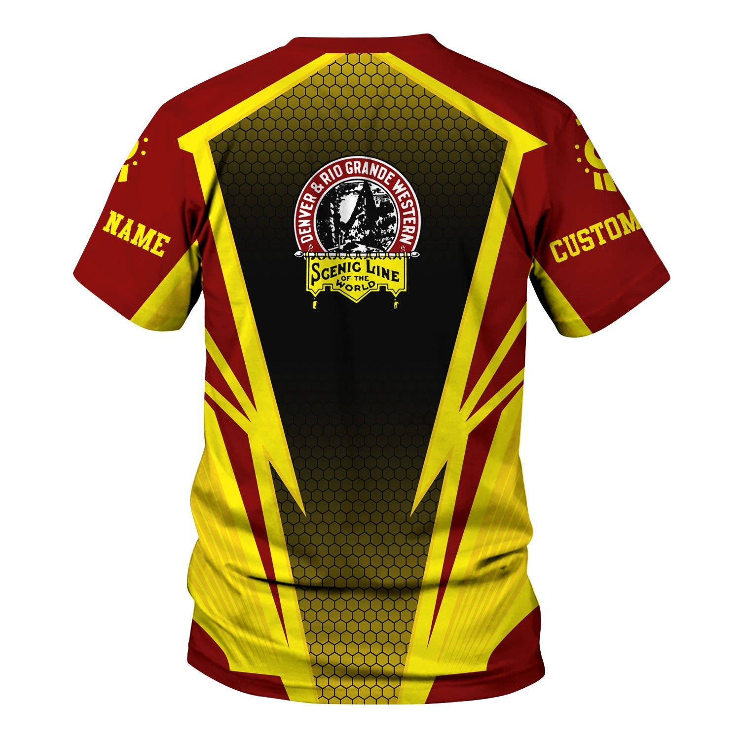 Railspirit Personalized Denver and Rio Grande Western Railroad T-Shirt Lightning Graphic Style Shirt Gift Idea For Train Lover