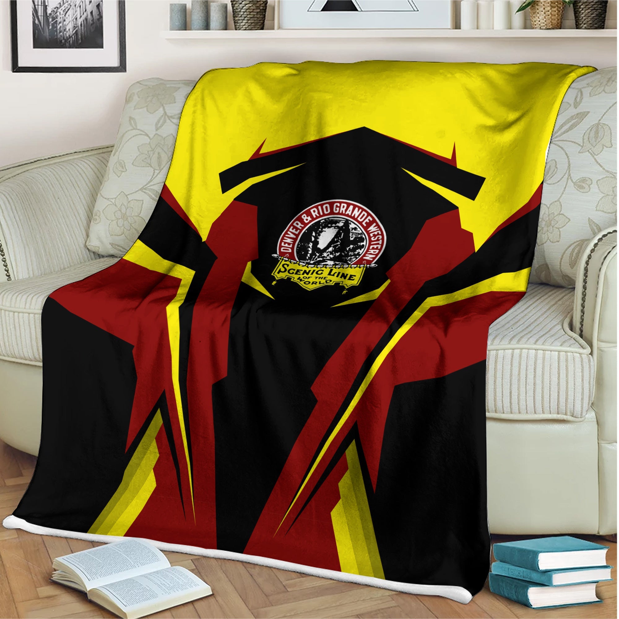 Railspirit Personalized Denver and Rio Grande Western Railroad Blanket Strong Line Train Blanket Gift Idea For Train Lover