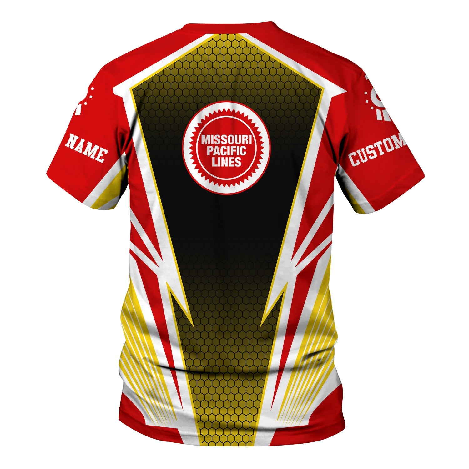 Railspirit Personalized Missouri Pacific Railroad T-Shirt Lightning Graphic Style Shirt Gift Idea For Train Lover